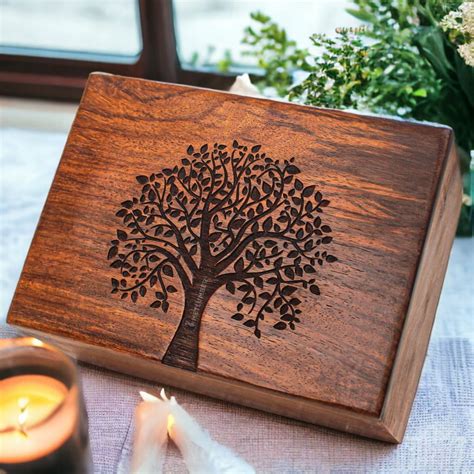 Personalized Adult Cremation Urn For Human Ashes Tree Of Life Wooden