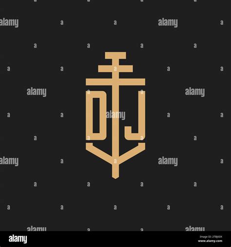 DJ Initial Logo Monogram With Pillar Icon Design Vector Law Firm Logo