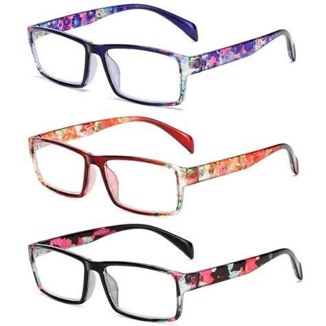 3 Pairs Womens Reading Glasses Rectangular Fashion Floral Vintage Readers