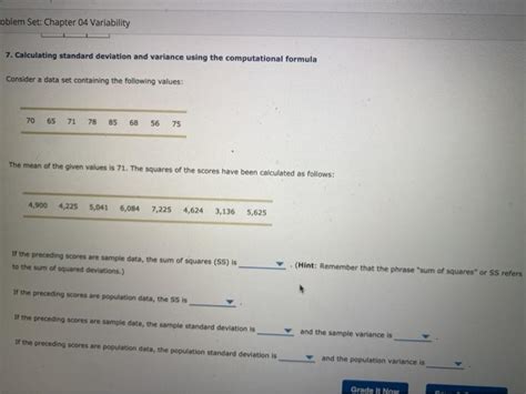 Solved Oblem Set Chapter 04 Variability 7 Calculating Chegg