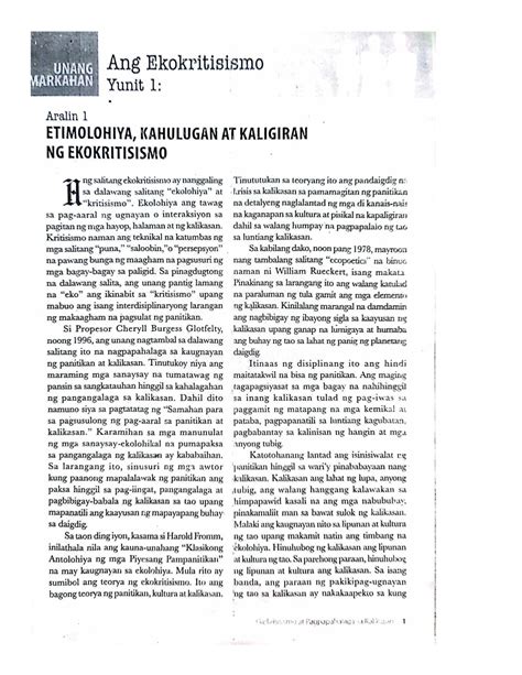 Fil102 1st Book Scan Scans Of The Ekokritisismo Book Ekokritismo At