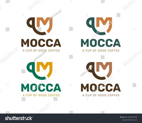 Set Letter M Coffee Cup Logo Stock Vector Royalty Free 2285332781