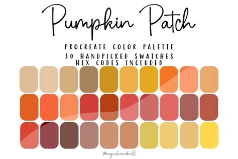 Pumpkin Patch Procreate Color Palette Hex Codes Included