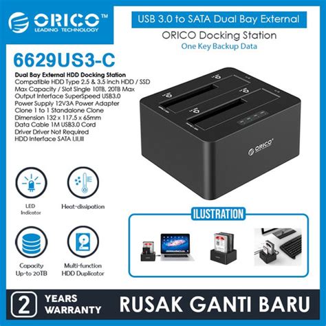 Promo Orico Us C Usb To Sata Dual Bay External Hdd Docking