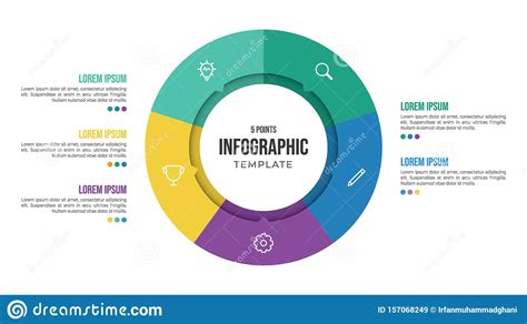 Plantilla De Elemento InfogrÃ¡fico Circular De 5 Puntos Ilustración Del Vector Ilustración De