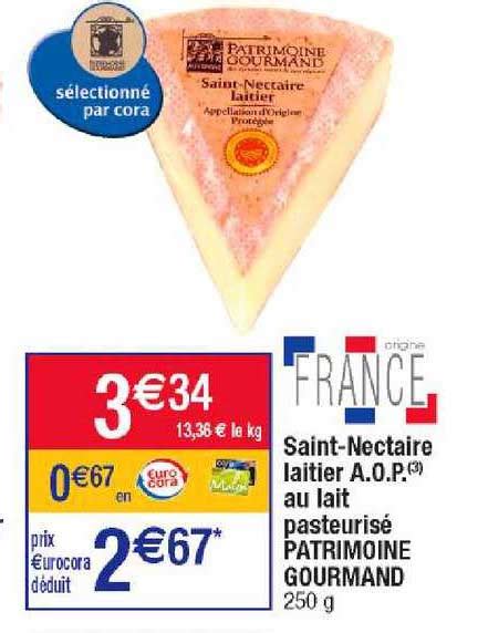 Promo Saint nectaire Laitier A o p Au Lait Pasteurisé Patrimoine