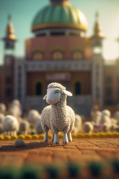 Premium AI Image Sheep Mosque Eid Mubarak Eid Al Adha Banner