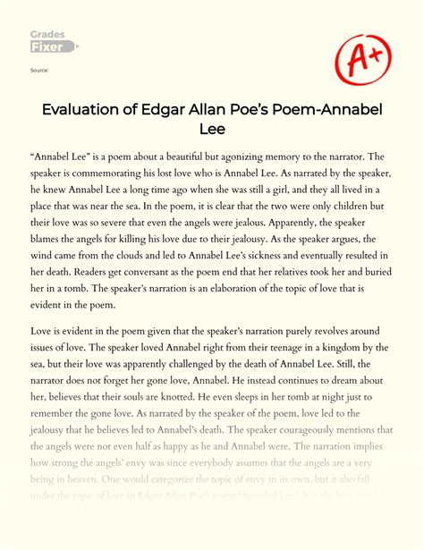 Annabel Lee By Edgar Allan Poe Questions Answer Key Tpt