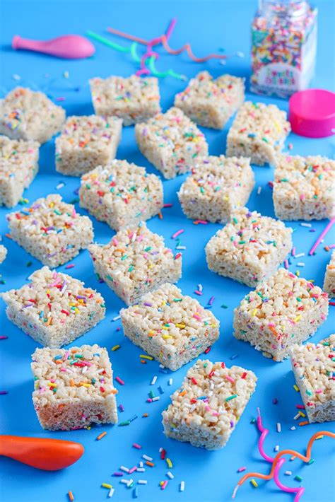 Cake Batter Rice Krispie Treats Recipe No Bake Sweets And Treats Blog