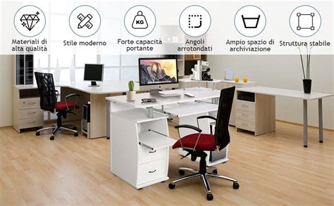 Costway Scrivania Per Computer Da Ufficio Con Cassetti Tavolo Porta Pc