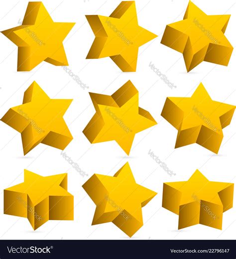 3d Yellow Stars With Shadow Royalty Free Vector Image