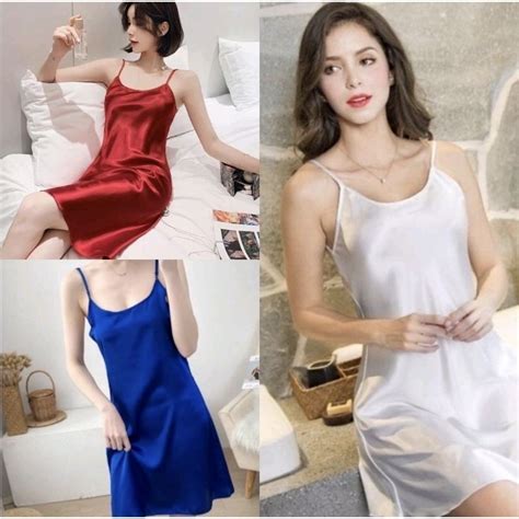 Silk Satin Dress Lingerie Nightwear Nighties Sleepwear Shopee Philippines