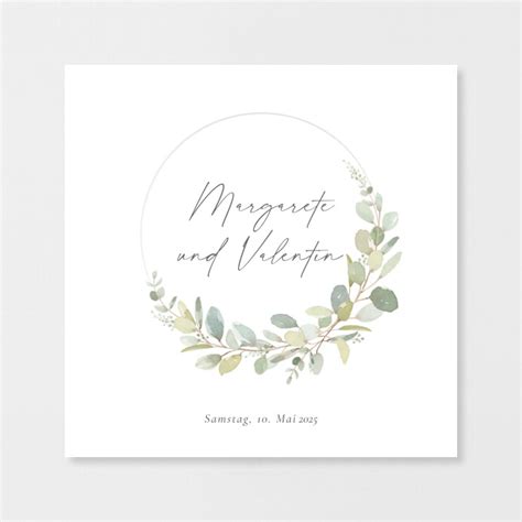 Hochzeitseinladung Eukalyptus Aquarell Kranz Rosemood