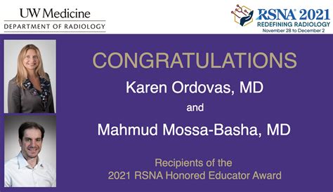 Dr Mahmud Mossa Basha And Dr Karen G Ordovas Receive 2021 RSNA