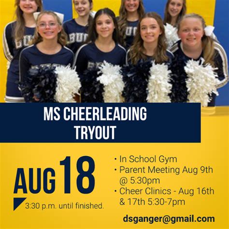 Middle School Cheerleading Tryouts