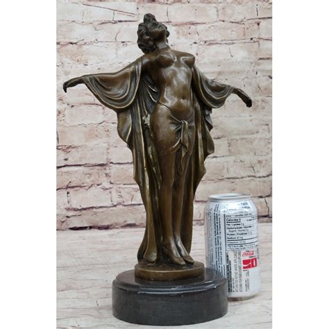 Bloomsbury Market Ayfer Awakening Nude Woman Bronze Statue Sculpture Figure On Marble Base By