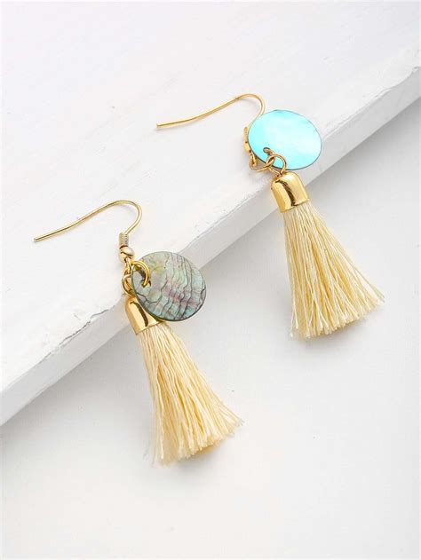 Tassel Detail Drop Earrings With Shell SheIn Sheinside