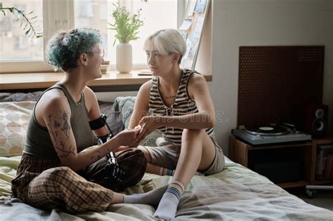 Lesbian Girls Spending Time At Home Stock Photo Image Of Affectionate Prosthetic 289814844
