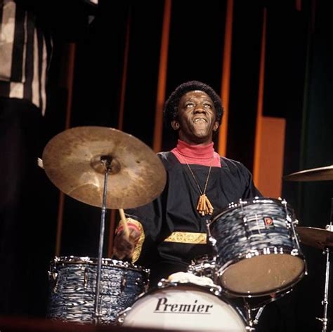 American Jazz Drummer Art Blakey Plays A Premier Drum Kit With His