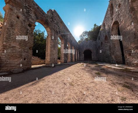 The Great Basilica In The Archaeological Ruins Of Butrint Or Butrinto