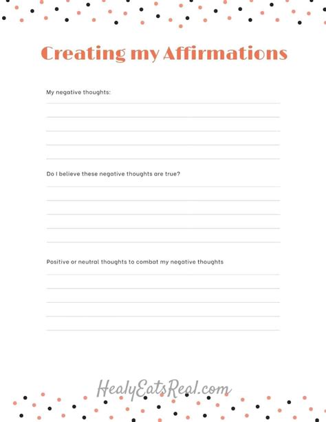 Positive Affirmations Worksheets