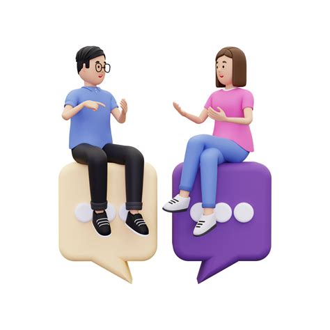 D Conversation Between Male And Female Illustration Png