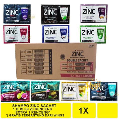 Jual SHAMPO ZINC SACHET 1 DUS ISI 240 SACHET 20 RENCENG Hitam