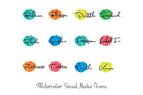 Watercolor Social Media Icons Graphic By Anjana Designs · Creative Fabrica