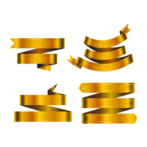 Premium Vector Gold Ribbon Banner Set