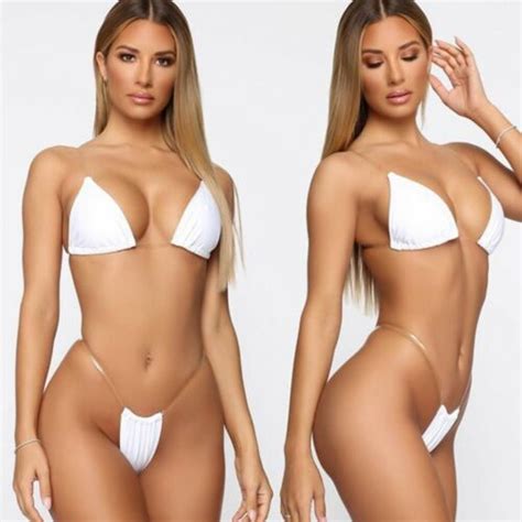 Sexy Women Micro Thong Underwear G String Bra Set Mini Bikini Swimwear