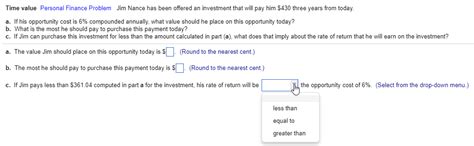 Solved Time Value Personal Finance Problem Jim Nance Has Chegg