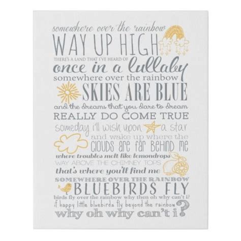 Somewhere Over The Rainbow Canvas Print Lyrics On Canvas