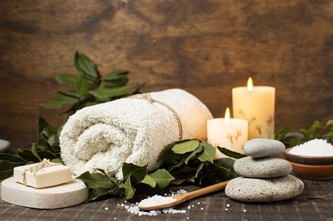 Spa Arrangement With Towel Soap Towel Candles Stones Hd Wallpaper