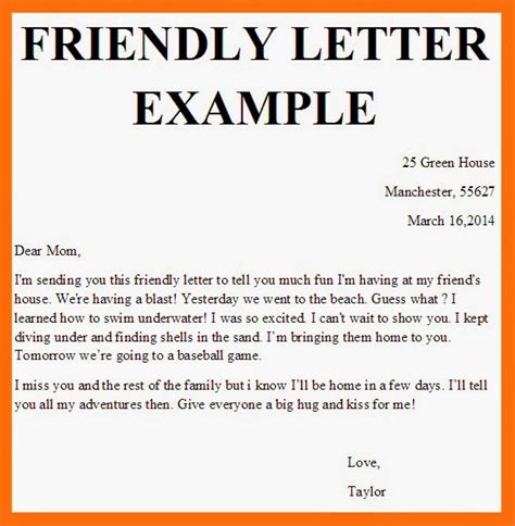 Sample Letter Of Friendly Letter