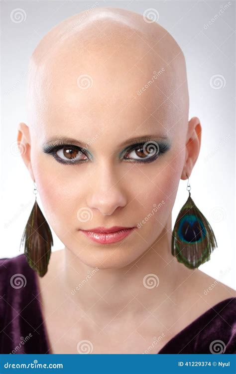 Studio Portrait Of Hairless Woman Stock Photo Image Of Studio