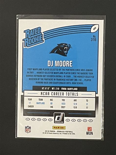 DJ MOORE 2018 Panini Donruss Rated Rookie Press Proof Red Bears