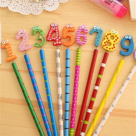 Buy 40pcslot Kawaii Number Design Wooden Pencils