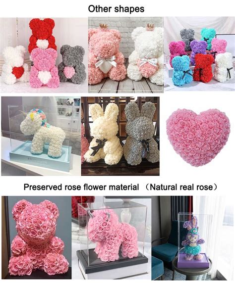 Wholesale Valentine Cute Teddy Bear Flower Custom Preserved Red Rose