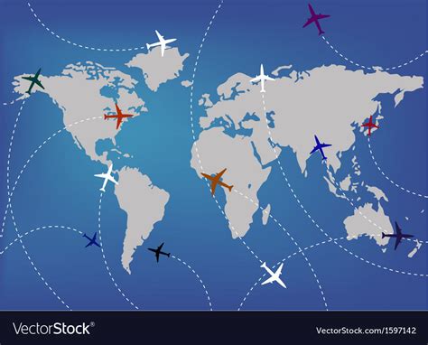 Airplanes And Map Royalty Free Vector Image Vectorstock