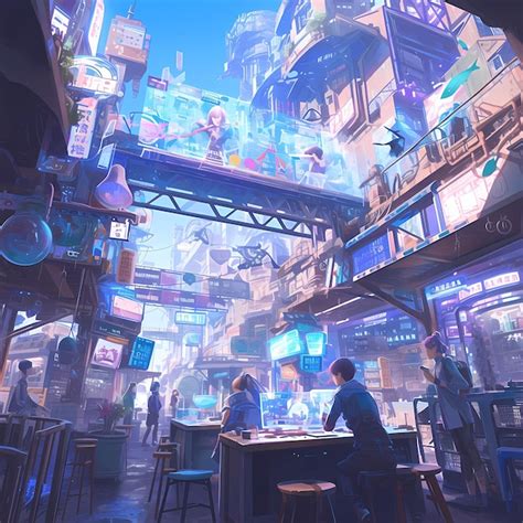 Premium Photo Cyberpunk Market Futuristic Neon Vibes