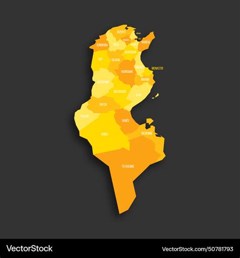 Tunisia Political Map Of Administrative Divisions Vector Image