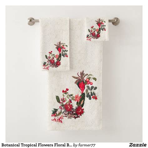 Botanical Tropical Flowers Floral Bath Towel Set Zazzle Floral