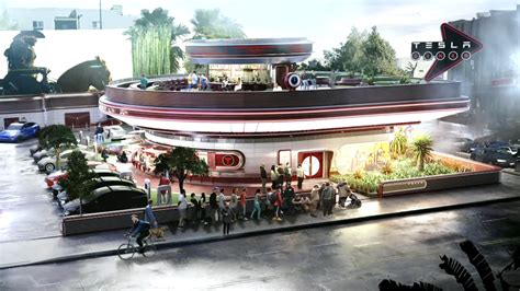 Heres Our First Look At Teslas Retro Futuristic Diner And Drive In