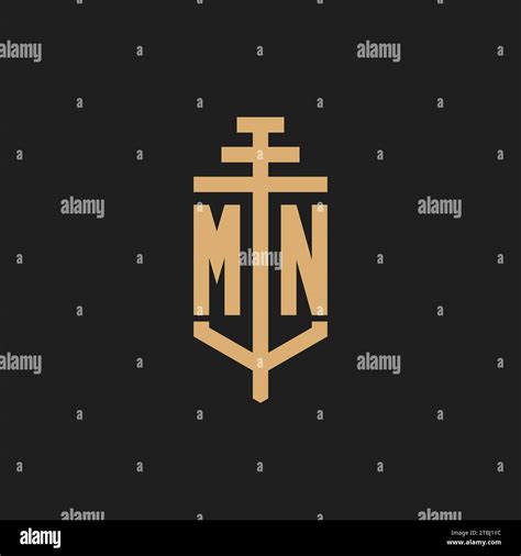 MN Initial Logo Monogram With Pillar Icon Design Vector Law Firm Logo