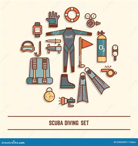 Scuba Diving Icon Set Stock Vector Illustration Of Dive 53426320