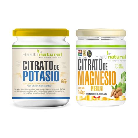 HEALTHNATURAL Kit Citrato De Potasio Y Citrato De Magnesio Puro En