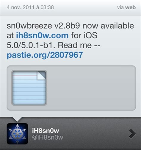 Sn0wbreeze 2 8b9 se met à jour pour le jailbreak et desimock de iOS 5 0