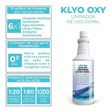 Klyo Oxy Limpador Geral Peroxido Hidrogenio 1 Litro Renko MercadoLivre