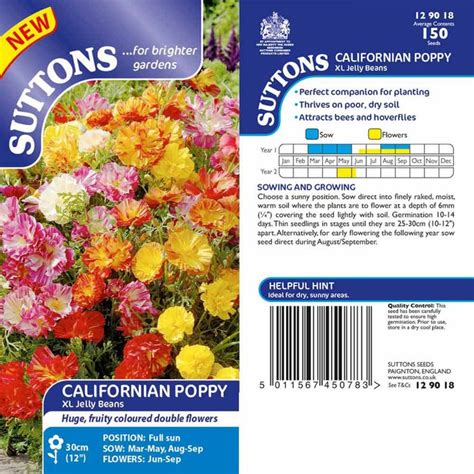 Suttons Poppy Californian Seeds Xl Jelly Beans Mole Online