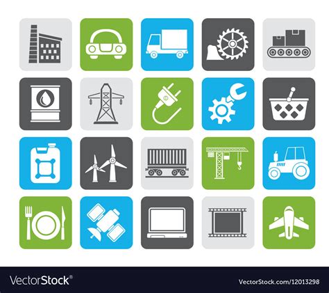 Silhouette business and industry icons Royalty Free Vector